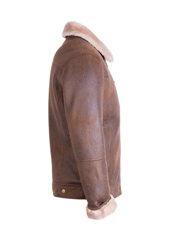 Men Brown Traditional Shearling Jacket - Image 2