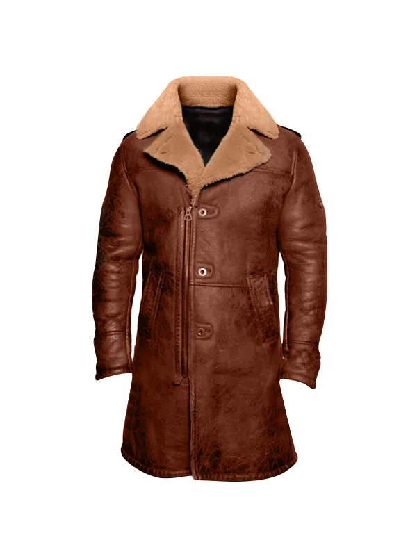 Tan Bane Shearling Leather Trench Coat