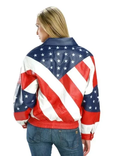 Womens American Flag Leather Jacket