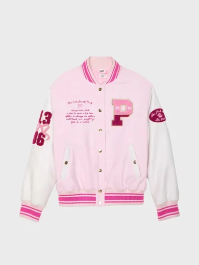 LoveShackFancy Pink Varsity Jacket