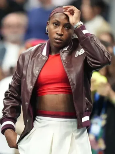 2025 US Open Coco Gauff Varsity Leather Jacket