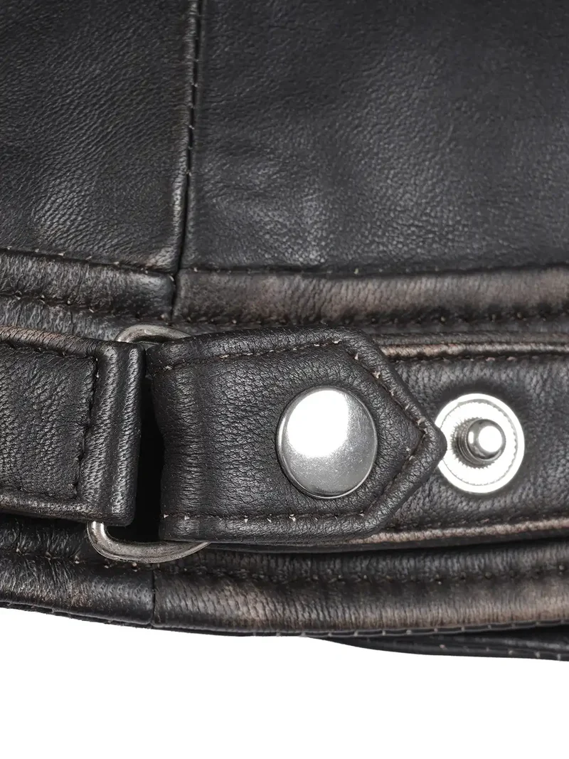 Diamond Women Rub Off Brown Leather Jacket