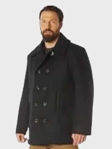 Schott U.S. Pea Coat Quilted Lining Wool Black 52 USA Made Vintage Naval