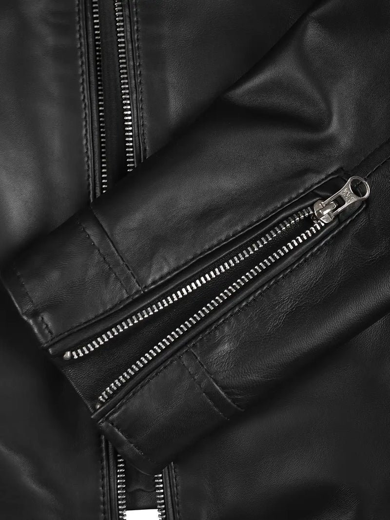 Women's Black Cafe Racer Leather Jacket