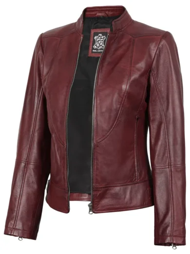 Amy Women's Oxblood Leather Jacket