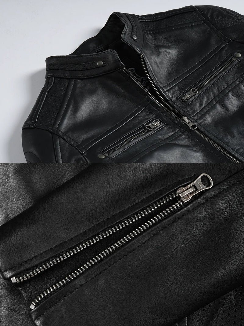 Austin Women's Black Cafe Racer Style Leather Jacket