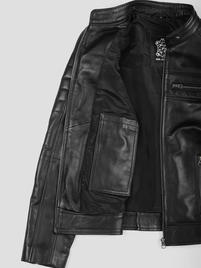 Austin Women's Black Cafe Racer Style Leather Jacket