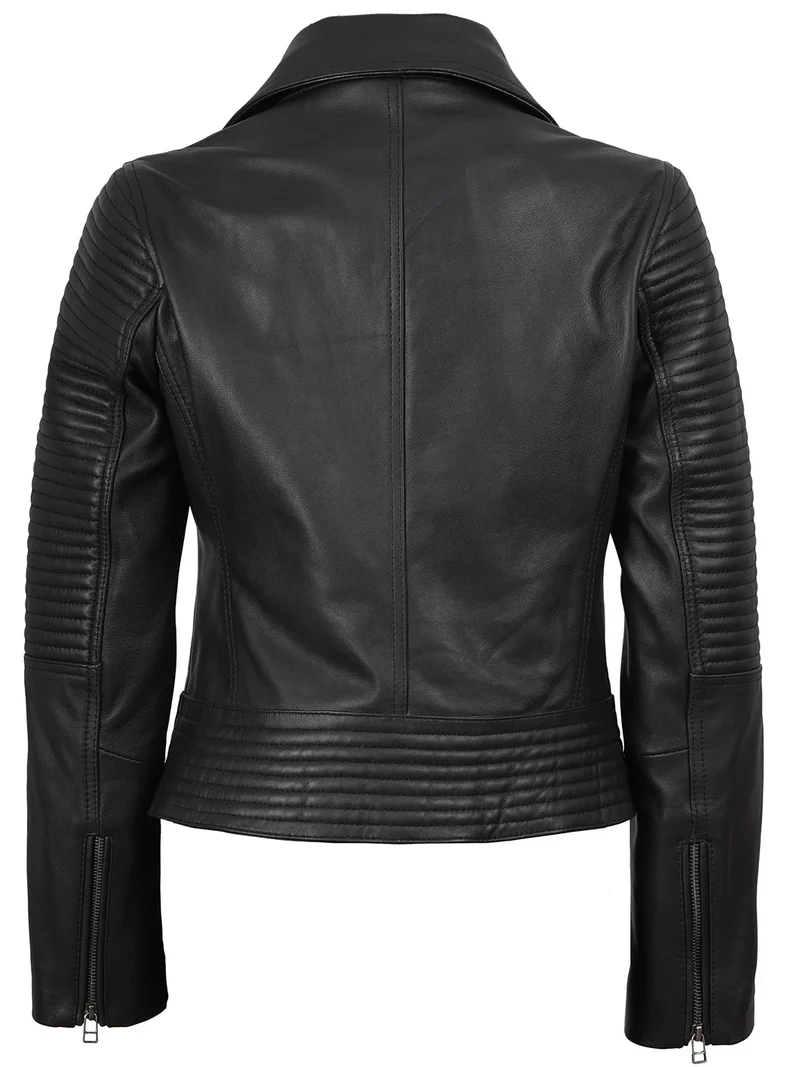 Women's Biker Style Black Leather Jacket