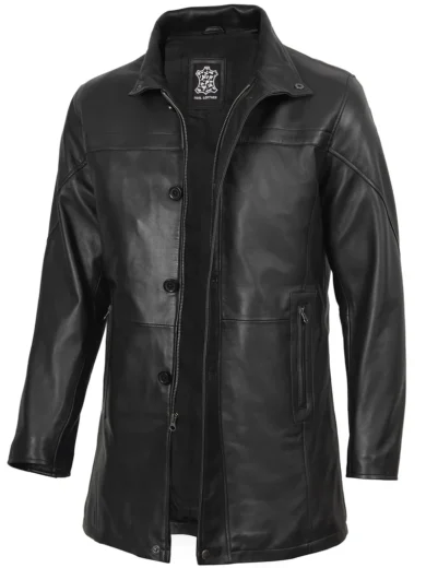 Men’s Real Lambskin Leather 3/4 Length Car Coat