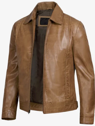Men's Yellow Wax Vintage Leather Jacket