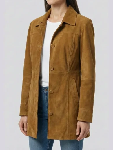 Kandis Light Brown Women's Suede Car Coat