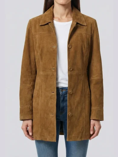 Kandis Light Brown Women's Suede Car Coat