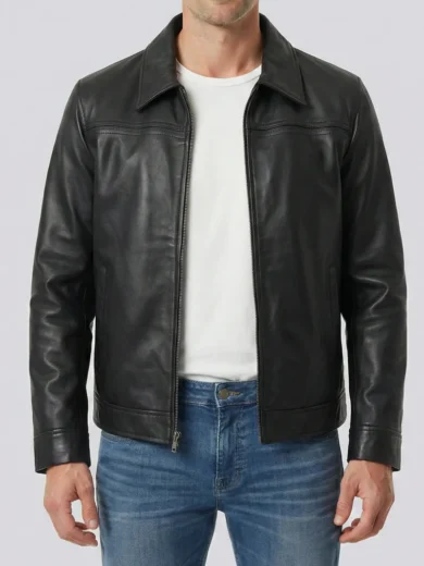 Mark Men's Harrington Black Lambskin Leather Jacket