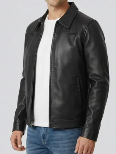 Mark Men's Harrington Black Lambskin Leather Jacket