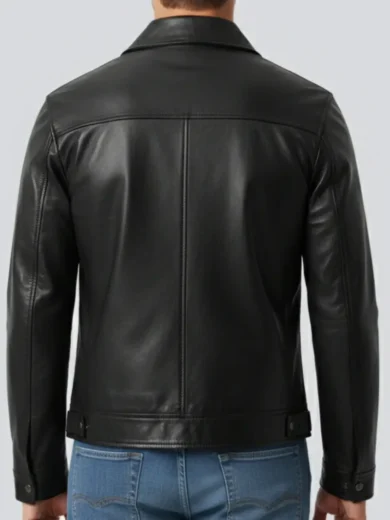 Men’s Black Lambskin Harrington Style Leather Jacket