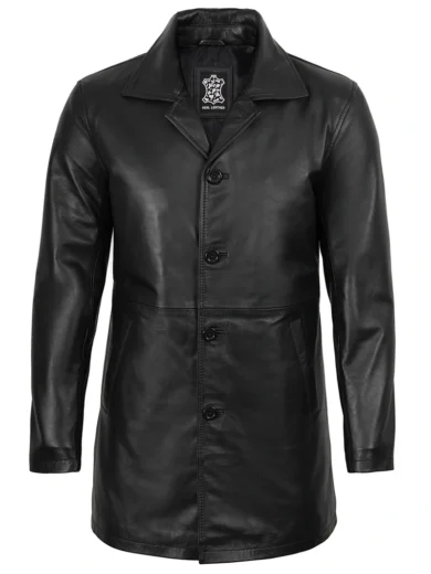 Winchester Men's Black 3 4 Length Leather Car Coat