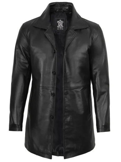 Winchester Men's Black 3 4 Length Leather Car Coat