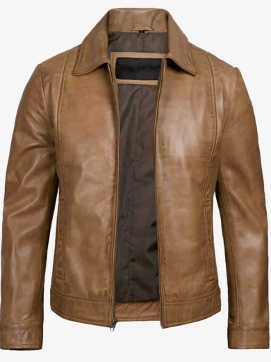Men's Yellow Wax Vintage Leather Jacket