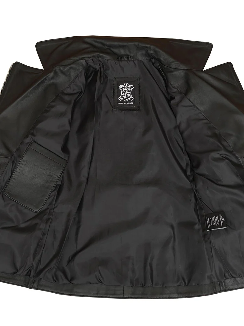 Women's Asymmetrical Black Leather Jacket