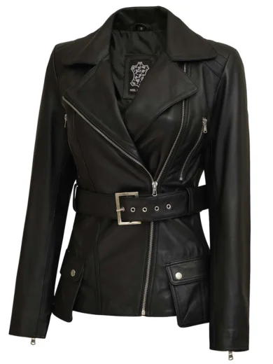 Women's Asymmetrical Black Leather Jacket