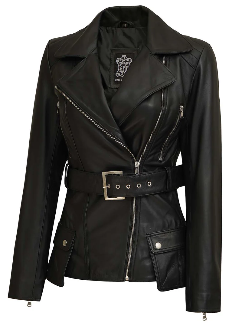 Women's Asymmetrical Black Leather Jacket