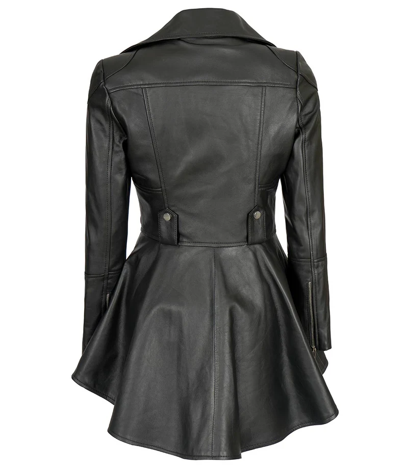 Women’s Asymmetrical Black Leather Jacket | Peplum Style