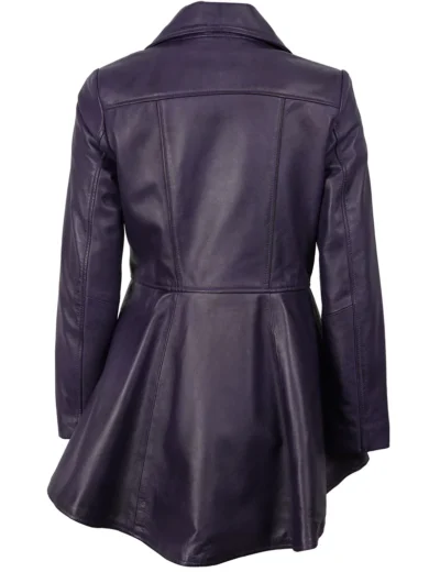 Women's Asymmetrical Purple Peplum Leather Jacket