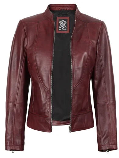 Amy Women's Oxblood Leather Jacket