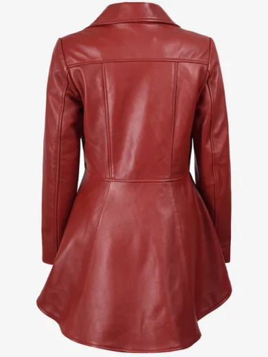 Clarissa Womens Red Asymmetrical Peplum Leather Jacket