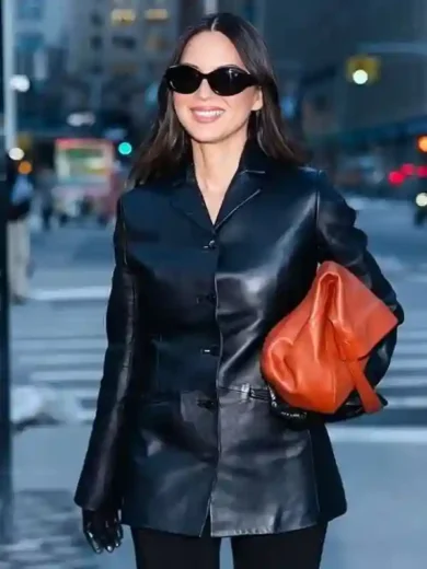 Fashion Show 2026 Olivia Munn Black Leather Blazer