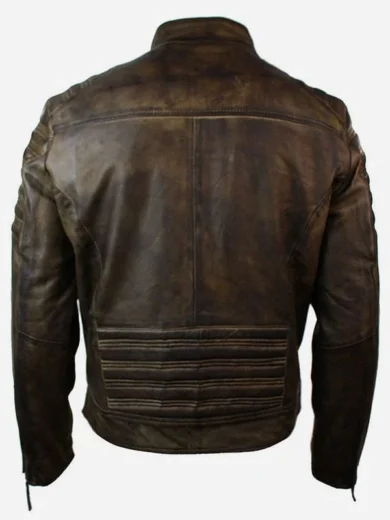 Men’s Distressed Leather Biker Jacket