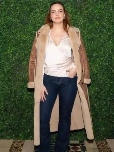 NYFW 2026 Bailee Madison Shearling Leather Coat
