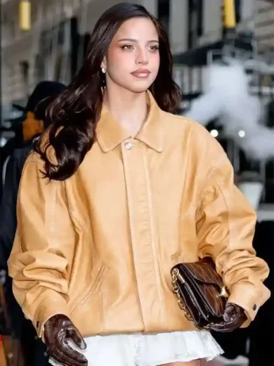 NYFW 2026 Emilia Mernes Brown Leather Jacket