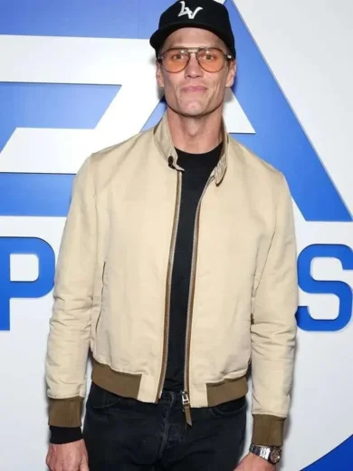 Tom Brady Super Bowl 2026 Beige Bomber Jacket
