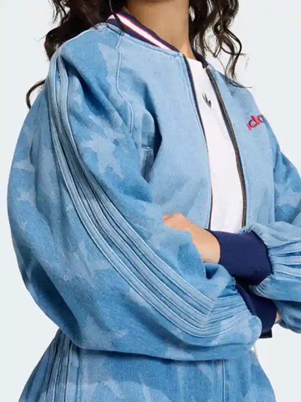Adidas Denim Graphic Varsity Bomber Jacket