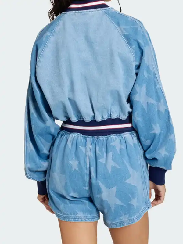 Adidas Denim Graphic Varsity Bomber Jacket