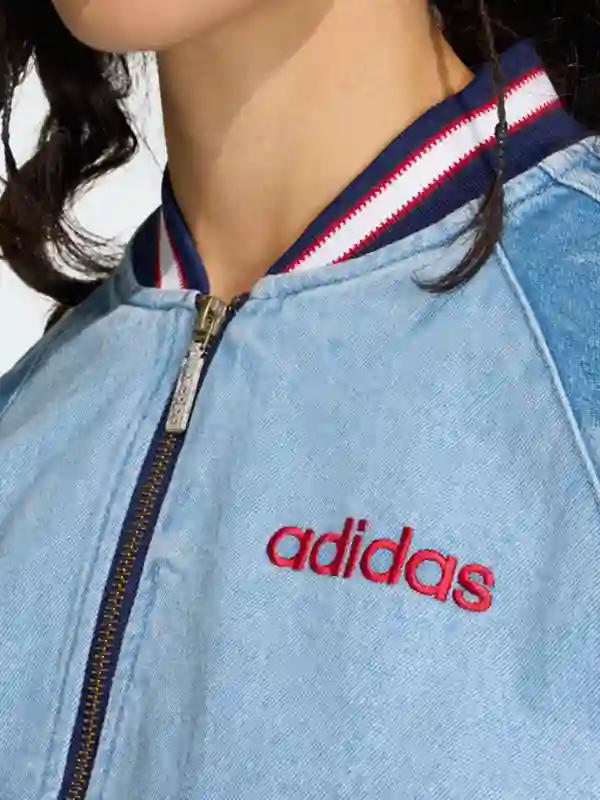 Adidas Denim Graphic Varsity Bomber Jacket