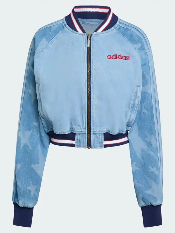 Adidas Denim Graphic Varsity Bomber Jacket