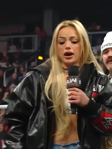 WWE RAW Liv Morgan Black Leather Bomber Hooded Jacket