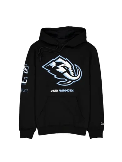 Utah Mammoth Logo Printed Black Hoodie