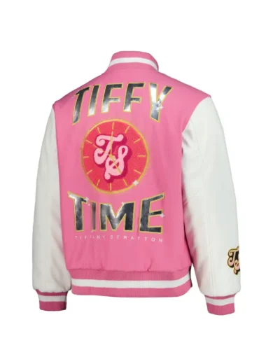 WWE Tiffany Stratton 2025 Tiffy Time Pink Varsity Jacket