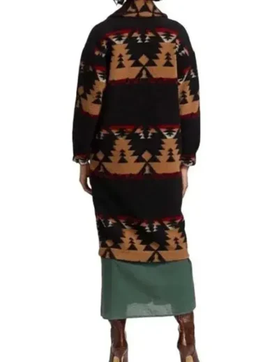 Yellowstone Beth Dutton Black Printed Wool Coat