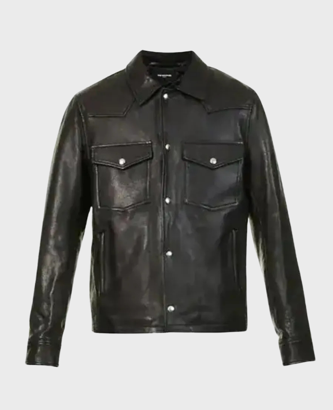 American Idol S24 Ryan Seacrest Leather Shirt Jacket