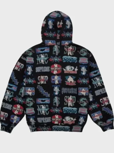 Supreme Flash Hooded Zip Up Black Sweatshirt