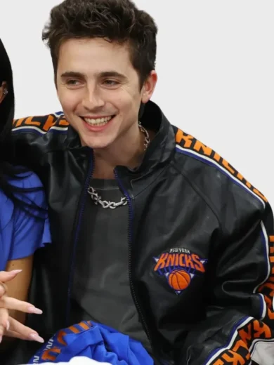 Timothée Chalamet 2026 Cavaliers vs Knicks Leather Jacket