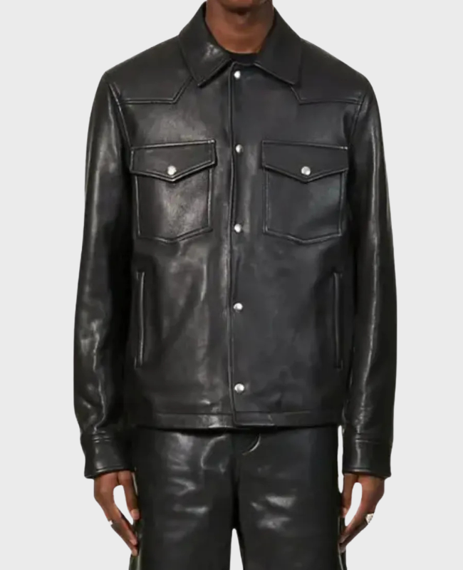 American Idol S24 Ryan Seacrest Leather Shirt Jacket